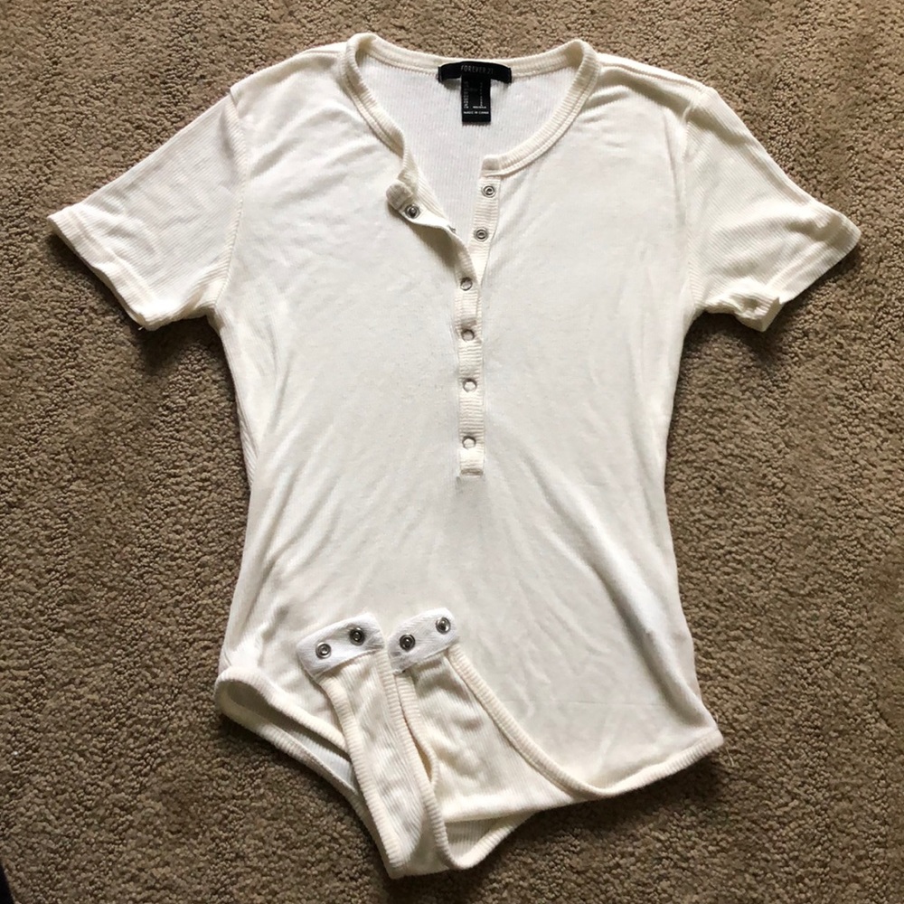 Rayon button up bodysuit Top S